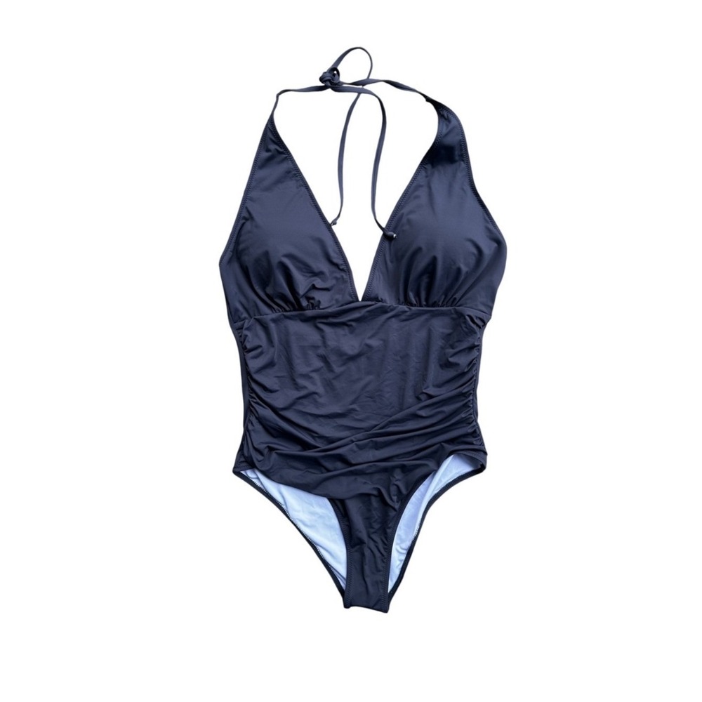 Cupshe Swimsuit One Piece Bathing Suit Beach Resort Blue Ruched Halter XL NEW